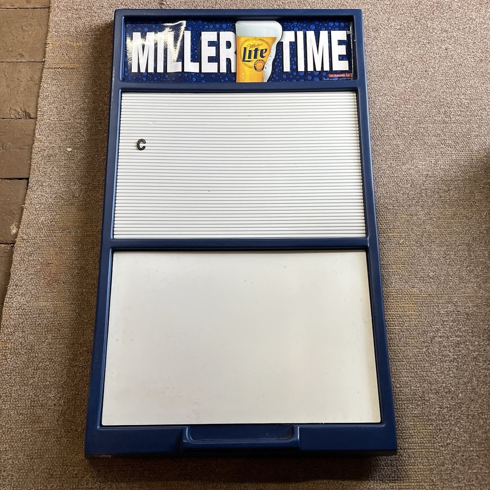 NEW Miller Lite It's Miller Time Menu Board–Letter Board+Dry Erase–Bar Sign
